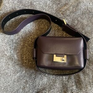All Saints 3 in1 Frankie Leather Crossbody Eggplant Purple Bag